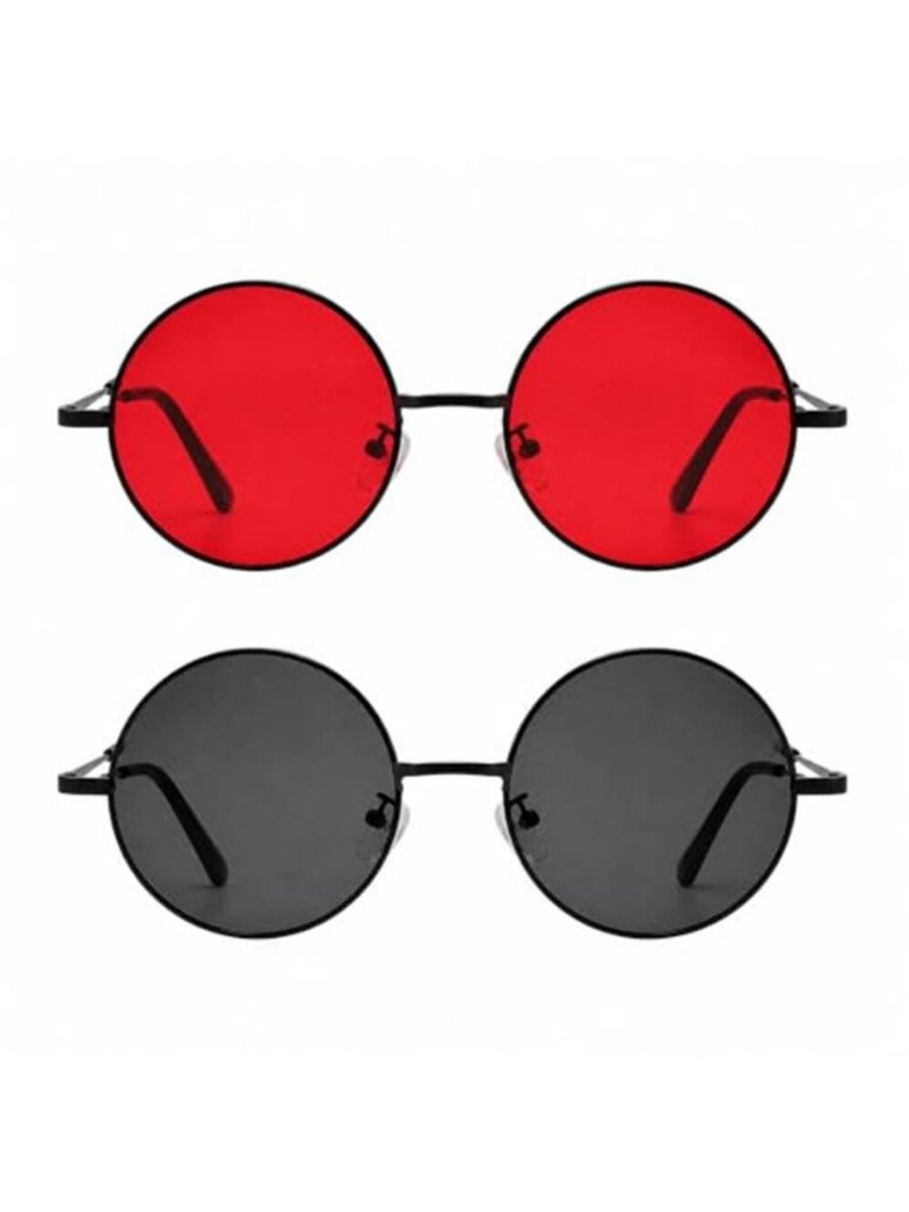 2Pcs Small Round Sunglasses Retro Hippie Circle Sun Glasses